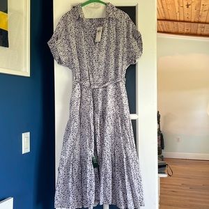 Lauren by Ralph Lauren purple flower button down belted petite dress